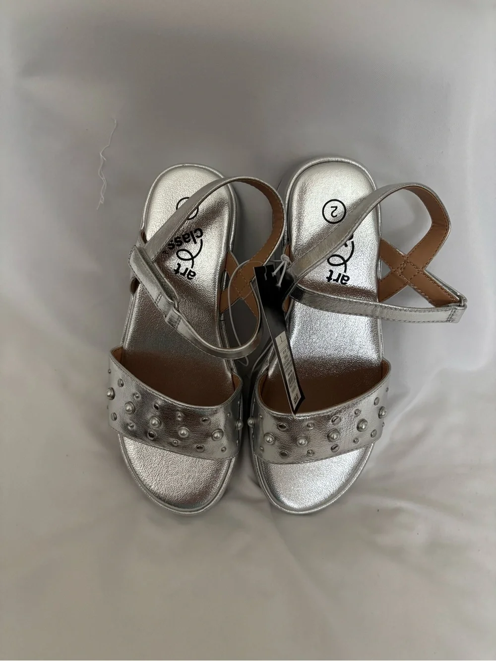 art class Metallic Silver Studded Platform Sandals